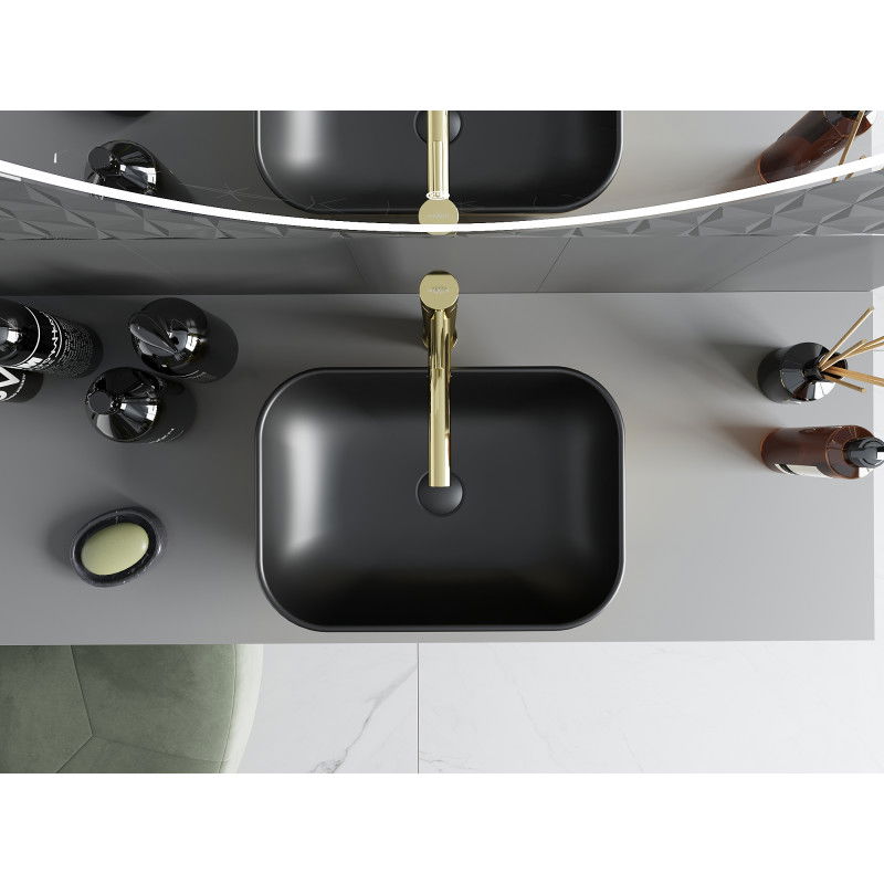 Mexen Rita мивка за плот 45 x 32 cm, черна мат/злато - 21084576