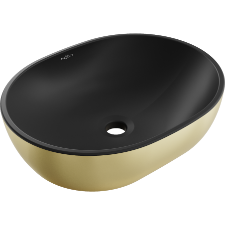 Mexen Viki умивалник за плот 48 x 35 см, черен мат/злато - 21054876
