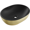 Mexen Viki умивалник за плот 48 x 35 см, черен мат/злато - 21054876
