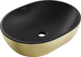 Mexen Viki умивалник за плот 48 x 35 см, черен мат/злато - 21054876