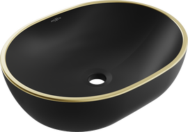Mexen Viki долна мивка 48 x 35 см, черен мат/златен ръб - 21054875