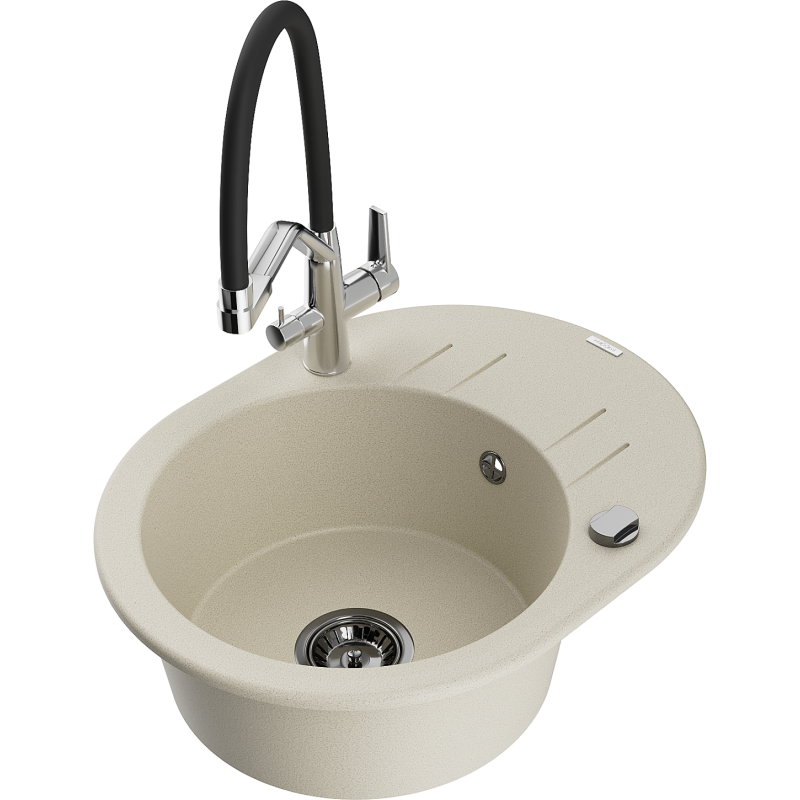 Mexen Kevin гранитна кухненска мивка с 1 камера и кухненски смесител Duo,