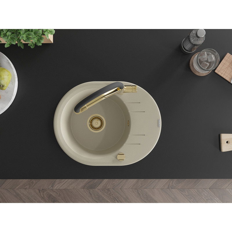 Mexen Kevin градинен мивка с една камера с кухненски батерия Duo, бежов - 6517-69-671701-57-G
