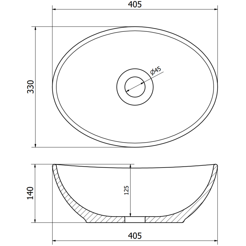 Mexen Elza мивка за плот 40 x 33 cm, бяла/златна каре модел - 21014009