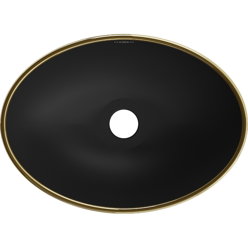 Mexen Elza умивалник за плот 40 x 33 см, черно мат/златна шарка решетка - 21014029