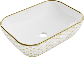 Mexen Rita мивка за плот 45 x 32 см, бяла/златна с каре - 21084509
