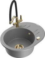 Mexen Kevin гранитна мивка с 1 камера и кухненски смесител Duo, сива - 6517-71-671701-57-G