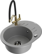 Mexen Kevin гранитна мивка с 1 отделение и кухненски смесител Duo, сив - 6517-71-671701-57-B