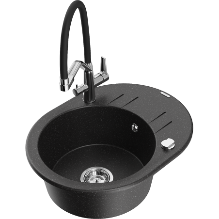 Mexen Kevin гранитна мивка с една камера с кухненски смесител Duo,