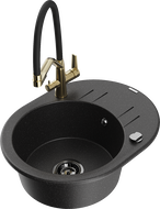 Mexen Kevin еднокамерен гранитен мивка с кухненски смесител Duo, черен/сребрист металик - 6517-73-671701-57-B