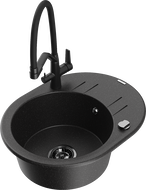 Mexen Kevin гранитна мивка с 1 отделение и кухненски смесител Duo, черен/сребърен металик - 6517-73-671701-70-B