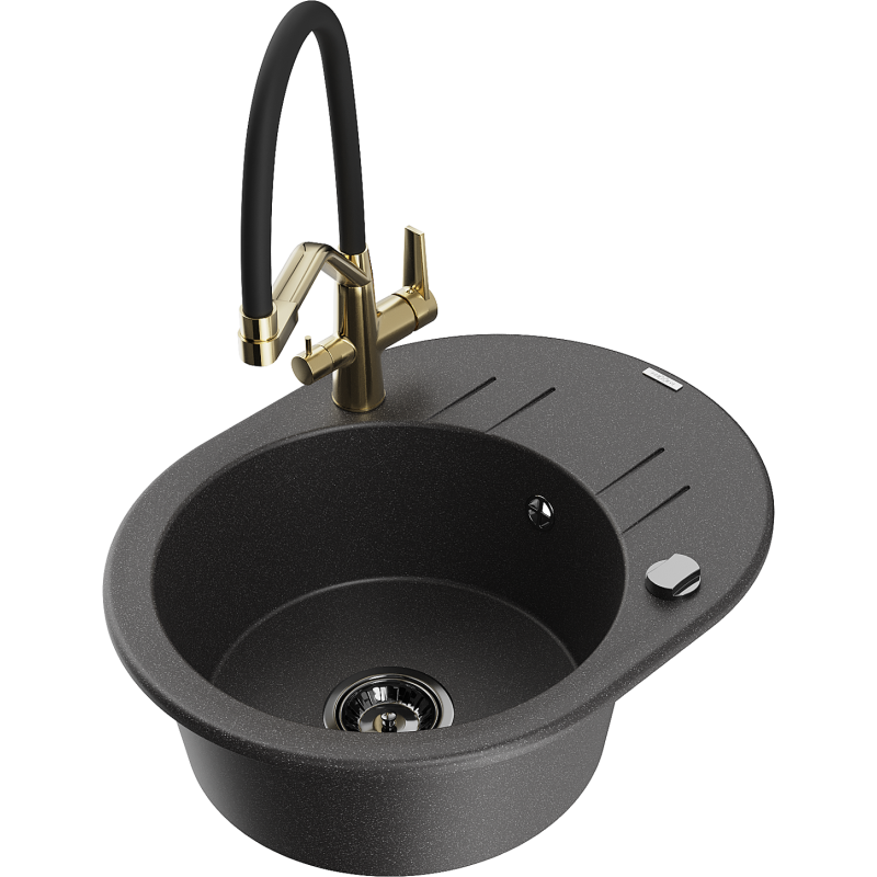 Mexen Kevin гранитна кухненска мивка с 1 отделение с кухненски смесител Duo,