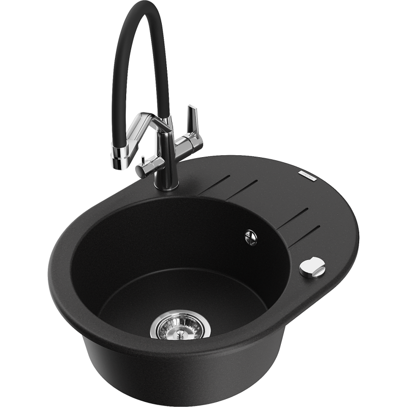 Mexen Kevin гранитна кухненска мивка с една камера и кухненски смесител Duo,