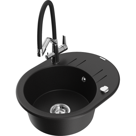 Mexen Kevin гранитна кухненска мивка с една камера и кухненски смесител Duo,