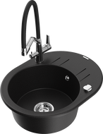 Mexen Kevin гранитна кухненска мивка с една камера и кухненски смесител Duo,