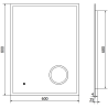 Mexen Kala огледало за баня с LED осветление 60 x 80 см, 6000K, против запотяване - 9820-060-080-611-00