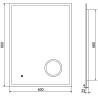 Подсветено огледало за баня Mexen Kala с козметично огледало 60 x 80 см, LED 6000K, анти-пара - 9820-060-080-611-00