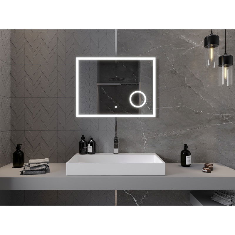 Mexen Kala осветено огледало за баня с козметично огледало 80 x 60 см, LED 6000K, анти-пара - 9820-080-060-611-00