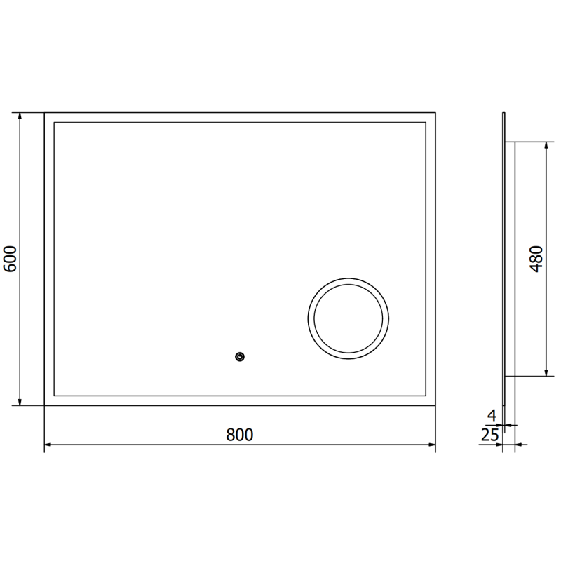 Mexen Kala осветено огледало за баня с козметично огледало 80 x 60 см, LED 6000K, анти-пара - 9820-080-060-611-00
