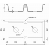 Mexen Mario гранитна мивка с 2 отделения 820 x 436 mm, черна, хромиран сифон - 6504822000-77