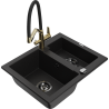 Mexen Carlos гранитна мивка 1,5 отделения с кухненски смесител Duo, черен - 6518-77-671701-57-B