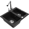 Mexen Carlos гранитна кухненска мивка с 1,5 отделения и кухненски смесител