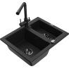 Mexen Carlos гранитна мивка с 1,5 камери с кухненски смесител Duero, черна