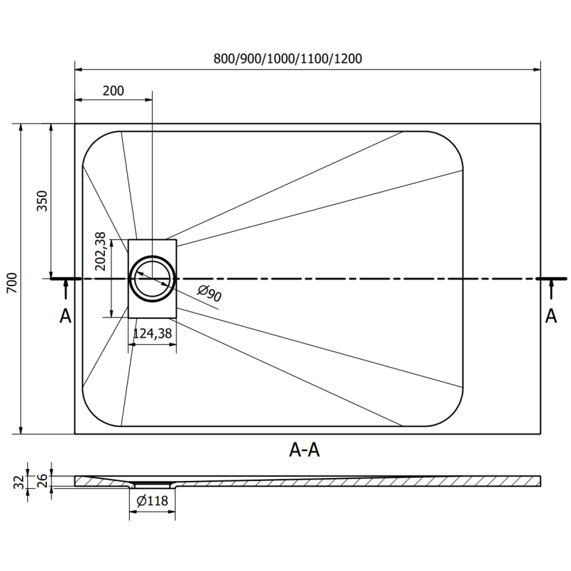 Mexen Hugo правоъгълна душ корито SMC 120 x 70 см, черно - 42707012