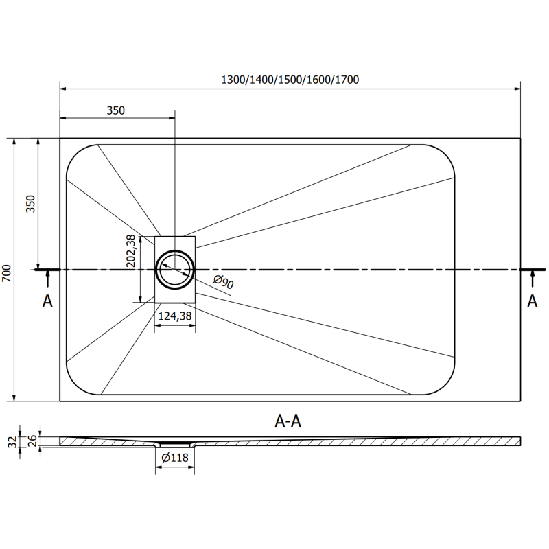 Mexen Hugo правоъгълна душ корито SMC 160 х 70 см, черно - 42707016