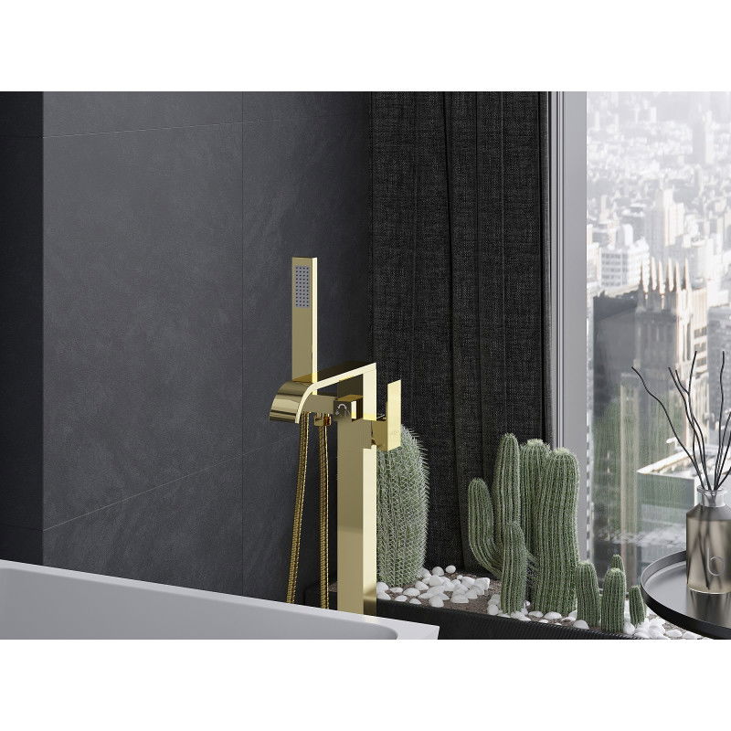 Mexen Lava свободностоящ смесител за вана, златен - 752433-50