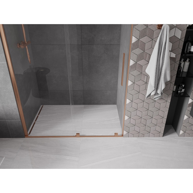 Mexen Velar плъзгащи се душ врати 150 cm, прозрачен, четкана мед - 871-150-000-01-65