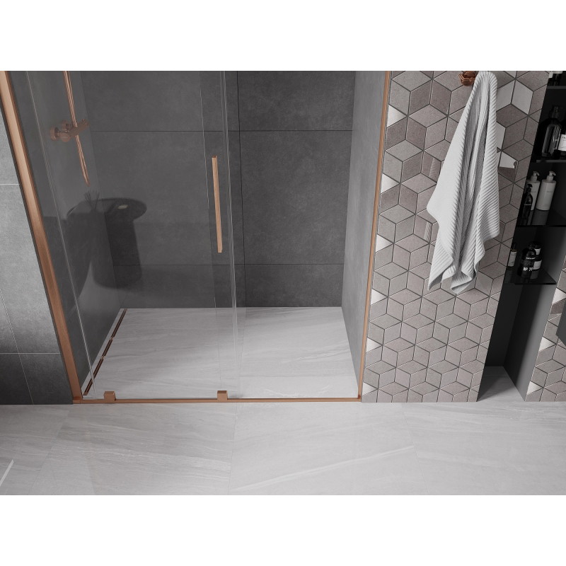Mexen Velar плъзгащи се душ врати 150 cm, прозрачен, четкана мед - 871-150-000-01-65
