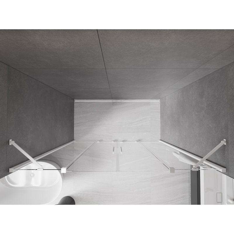 Mexen Velar Duo плъзгащи душ врати 170 см, прозрачни, бели - 871-170-000-02-20