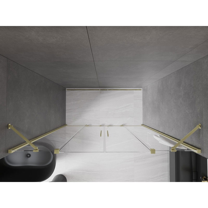 Mexen Velar Duo плъзгащи се душ врати 200 см, прозрачни, злато мат - 871-200-000-02-55
