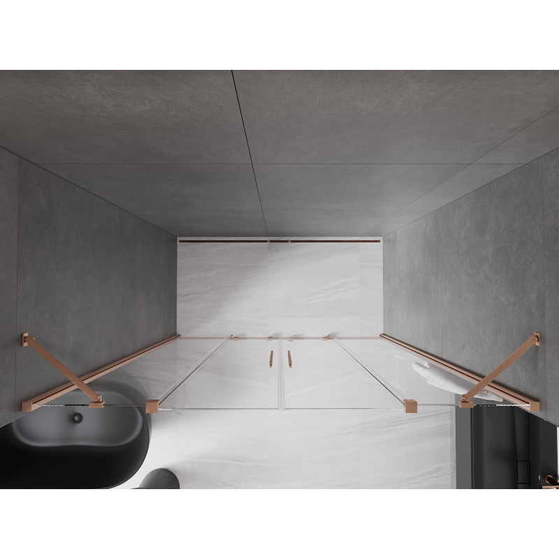 Mexen Velar Duo плъзгащи се душ врати 170 см, прозрачни, матиран месинг - 871-170-000-02-65