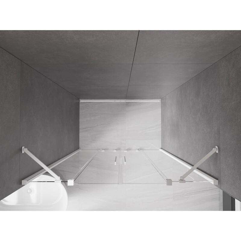 Mexen Velar Дует плъзгащи се душ врати 140 см, прозрачни, бели - 871-140-000-02-20