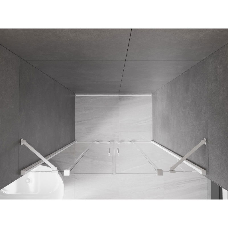 Mexen Velar Duo плъзгащи се душ врати 140 см, прозрачни, бели - 871-140-000-02-20