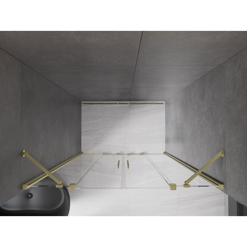 Mexen Velar Duo плъзгащи се душ врати 150 см, прозрачни, златни с четка - 871-150-000-02-55
