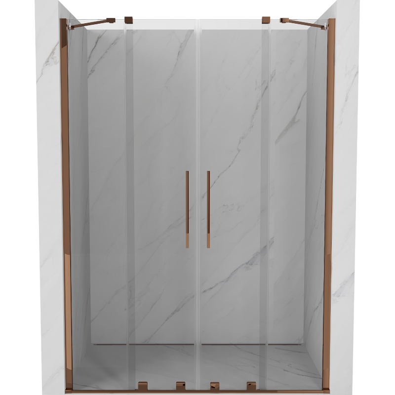 Mexen Velar Duo плъзгащи се душ врати 150 cm, прозрачни, розово злато - 871-150-000-02-60
