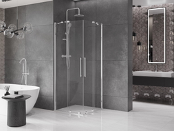 Mexen Velar Дуо плъзгаща душ кабина 80 x 80 см, прозрачна, хром - 871-080-080-02-01