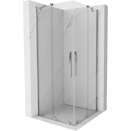 Mexen Velar Двоен плъзгащ се душ кабина 80 x 80 см, прозрачен, хром - 871-080-080-02-01