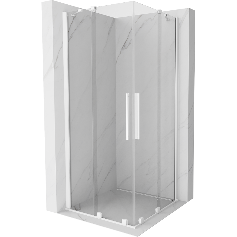 Mexen Velar Duo плъзгаща се душ кабина 80 x 80 см, прозрачна, бяла - 871-080-080-02-20