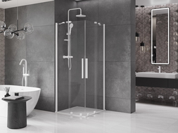 Mexen Velar Duo душ кабина с плъзгане 80 x 80 см, прозрачен, бял - 871-080-080-02-20
