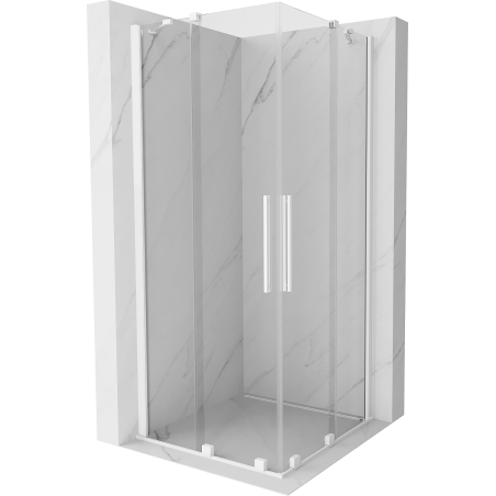 Mexen Velar Дуо плъзгаща се душ кабина 90 x 90 cm, прозрачна, бяла - 871-090-090-02-20