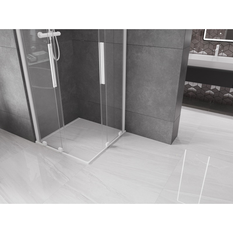 Mexen Velar Дуо плъзгаща се душ кабина 90 x 90 cm, прозрачна, бяла - 871-090-090-02-20