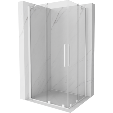 Mexen Velar Двойна плъзгаща душ кабина 90 x 80 см, прозрачна, бяла - 871-090-080-02-20
