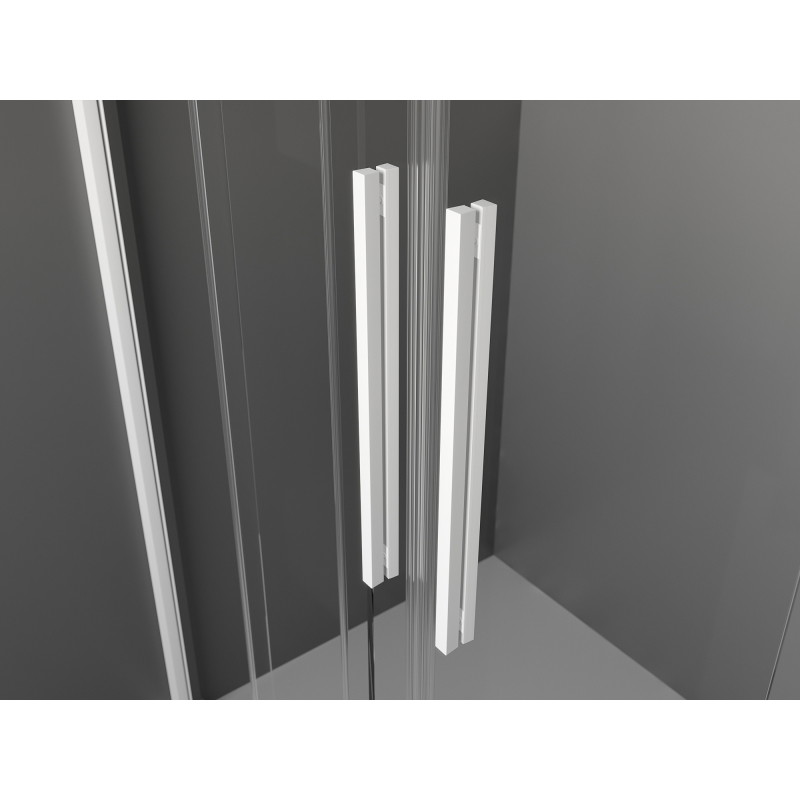 Mexen Velar Двойна плъзгаща душ кабина 90 x 80 см, прозрачна, бяла - 871-090-080-02-20