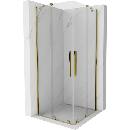 Mexen Velar Duo плъзгащ се душ кабина 80 x 80 см, прозрачен, златен - 871-080-080-02-50