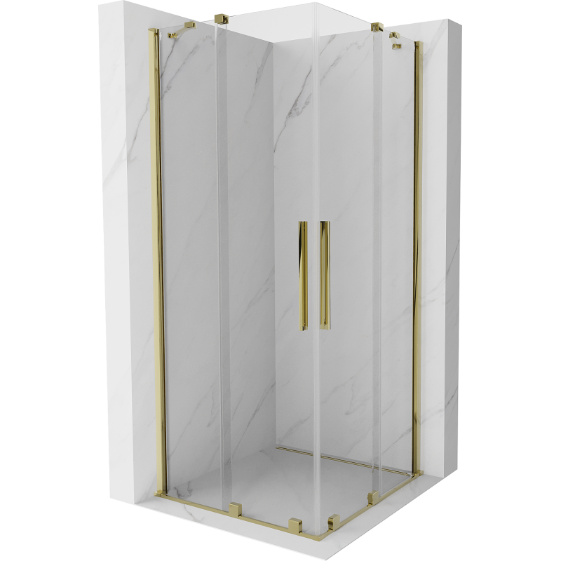 Mexen Velar Duo душ кабина с плъзгаща се врата 90 x 90 см, прозрачен, златен - 871-090-090-02-50