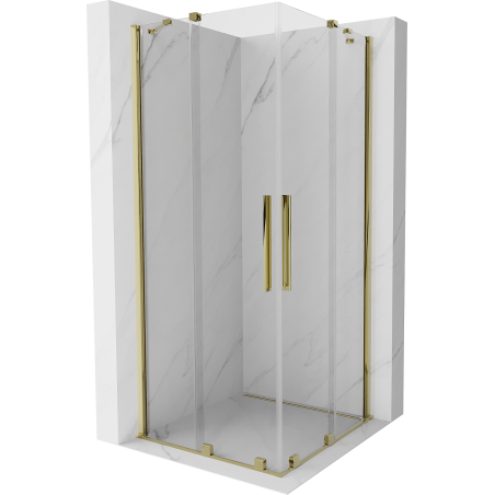 Mexen Velar Duo душ кабина с плъзгаща се врата 90 x 90 см, прозрачен, златен - 871-090-090-02-50